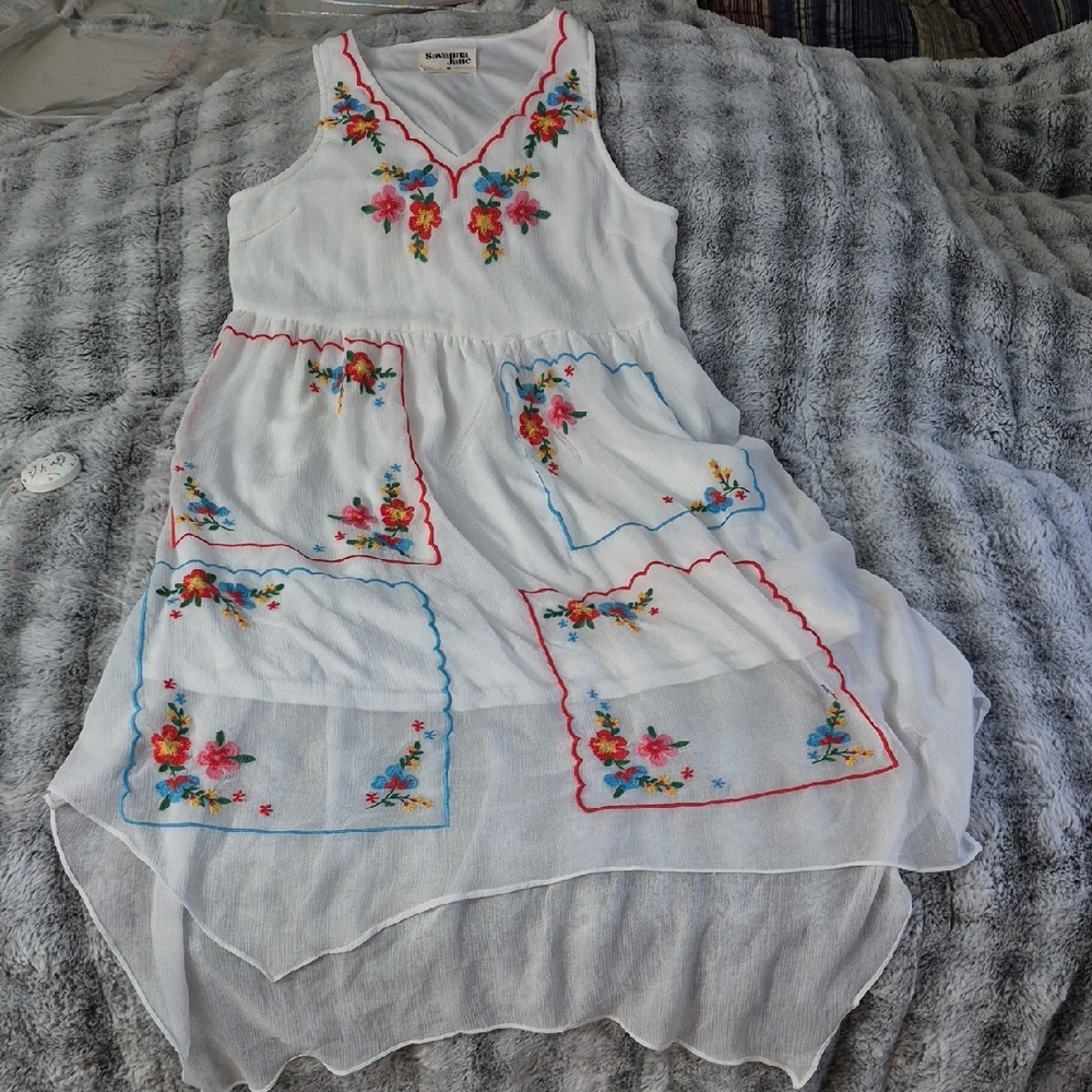 Savanna Jane 🖤 Embroidered White Sleeveless Dress ( 457)